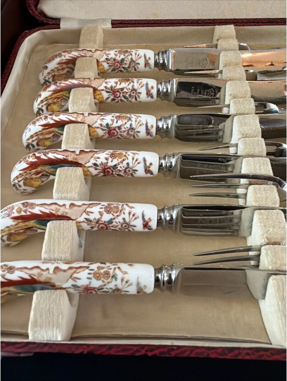 Royal Crown Derby Imari Porcelain Handle Knife Fork Set 12 Pc Service for 6